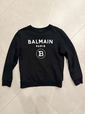 Balmain Black Crewneck with White Logo